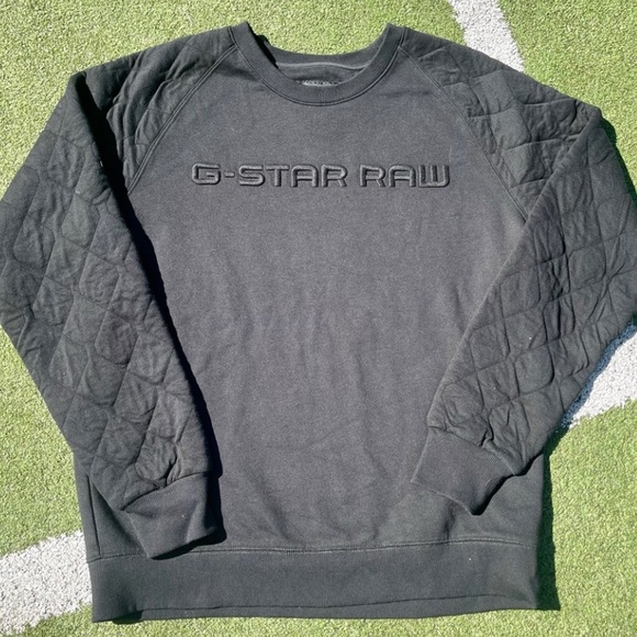 SUPER NICE G-STAR RAW BLACK ON BLACK QUILTED CREWNECK SWEATER XL PERFECT SHAPE - Picture 8 of 8